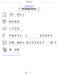 My Body Parts printable worksheet preview