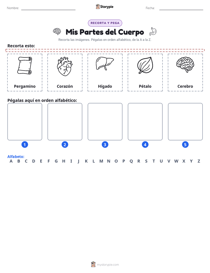 Cortar y Pegar el Alfabeto