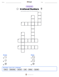 Irrational Numbers printable worksheet preview