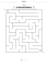 Irrational Numbers printable worksheet preview