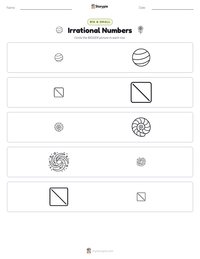 Irrational Numbers printable worksheet preview