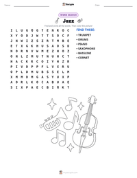 Jazz printable worksheet preview