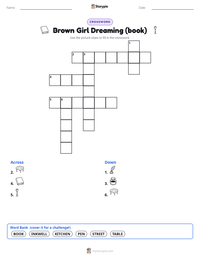 Brown Girl Dreaming (book) printable worksheet preview