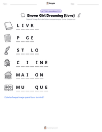 Aperçu de la feuille de travail imprimable Brown Girl Dreaming (livre)