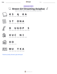 Podgląd drukowalnego arkusza ćwiczeń Brown Girl Dreaming (książka)