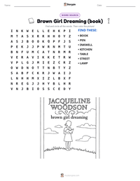 Brown Girl Dreaming (book) printable worksheet preview