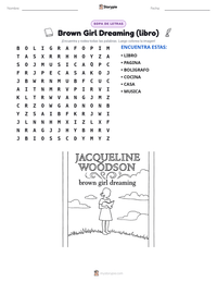 Vista previa de la hoja de trabajo imprimible de Brown Girl Dreaming (libro)