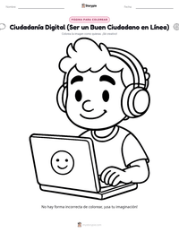 Página para colorear de Ciudadanía Digital (Ser un Buen Ciudadano en Línea) para niños