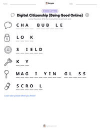 Digital Citizenship (Being Good Online) printable worksheet preview
