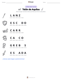 Vista previa de la hoja de trabajo imprimible de Talón de Aquiles