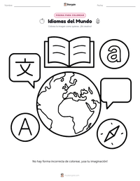Página para colorear de Idiomas del Mundo para niños