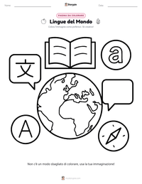 Pagina da colorare di Lingue del Mondo per bambini