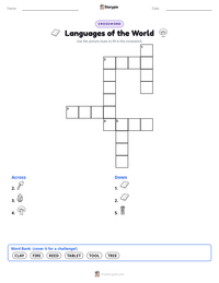 Languages of the World printable worksheet preview