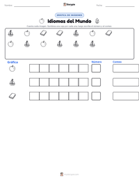 Vista previa de la hoja de trabajo imprimible de Idiomas del Mundo