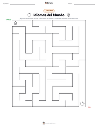 Vista previa de la hoja de trabajo imprimible de Idiomas del Mundo