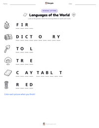 Languages of the World printable worksheet preview