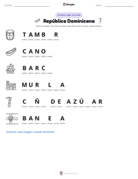 Vista previa de la hoja de trabajo imprimible de República Dominicana