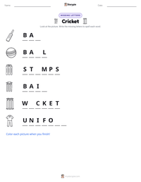 Cricket printable worksheet preview