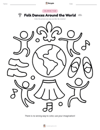 Folk Dances Around the World coloring page for kids