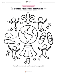 Página para colorear de Danzas Folclóricas del Mundo para niños
