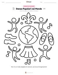 Pagina da colorare di Danze Popolari nel Mondo per bambini