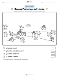 Vista previa de la hoja de trabajo imprimible de Danzas Folclóricas del Mundo