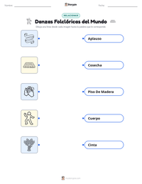 Hoja de trabajo imprimible de Danzas Folclóricas del Mundo para niños