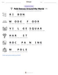 Folk Dances Around the World printable worksheet preview