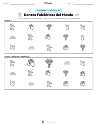 Vista previa de la hoja de trabajo imprimible de Danzas Folclóricas del Mundo