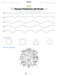 Vista previa de la hoja de trabajo imprimible de Danzas Folclóricas del Mundo