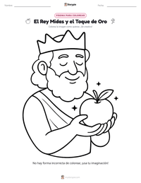Página para colorear de El Rey Midas y el Toque de Oro para niños