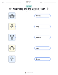 King Midas and the Golden Touch printable worksheet for kids