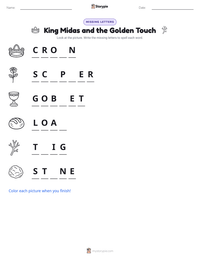 King Midas and the Golden Touch printable worksheet preview