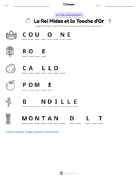 Aperçu de la feuille de travail imprimable Le Roi Midas et la Touche d'Or