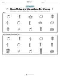König Midas und die goldene Berührung druckbare Arbeitsblatt Vorschau