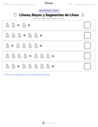 Vista previa de la hoja de trabajo imprimible de Líneas, Rayos y Segmentos de Línea