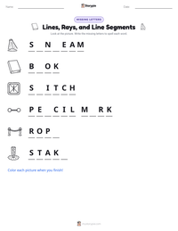 Lines, Rays, and Line Segments printable worksheet preview