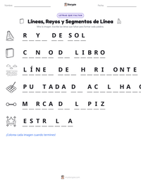 Vista previa de la hoja de trabajo imprimible de Líneas, Rayos y Segmentos de Línea