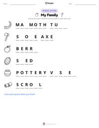 My Family printable worksheet preview
