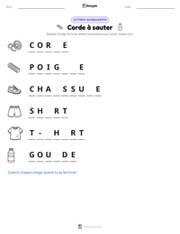 Aperçu de la feuille de travail imprimable Corde à sauter