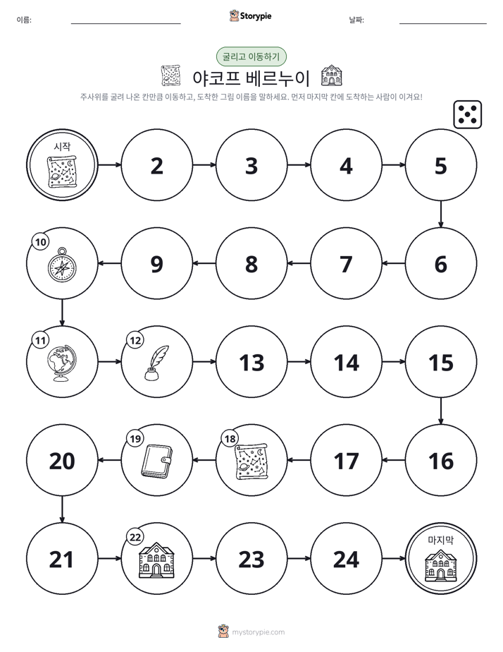 주사위 굴리고 이동하기 게임