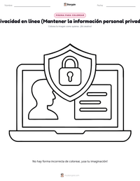 Página para colorear de Privacidad en línea (Mantener la información personal privada) para niños
