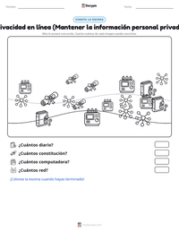 Vista previa de la hoja de trabajo imprimible de Privacidad en línea (Mantener la información personal privada)