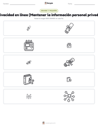 Vista previa de la hoja de trabajo imprimible de Privacidad en línea (Mantener la información personal privada)