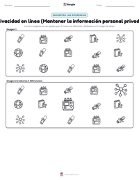 Vista previa de la hoja de trabajo imprimible de Privacidad en línea (Mantener la información personal privada)