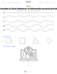 Vista previa de la hoja de trabajo imprimible de Privacidad en línea (Mantener la información personal privada)