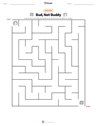 Bud, Not Buddy afdrukbare werkblad voorbeeld