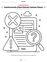 Página para colorear de Desinformación (Cómo Detectar Noticias Falsas) para niños