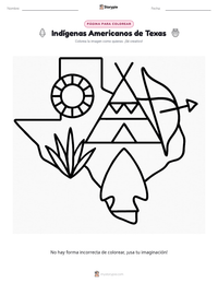 Vista previa de la hoja de trabajo imprimible de Indígenas Americanos de Texas