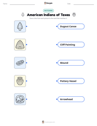 American Indians of Texas printable worksheet for kids